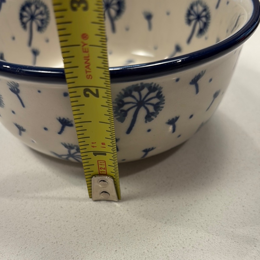 Set of Two Polish Pottery Dandelion Print Bowls 207 - Picture 6 of 6